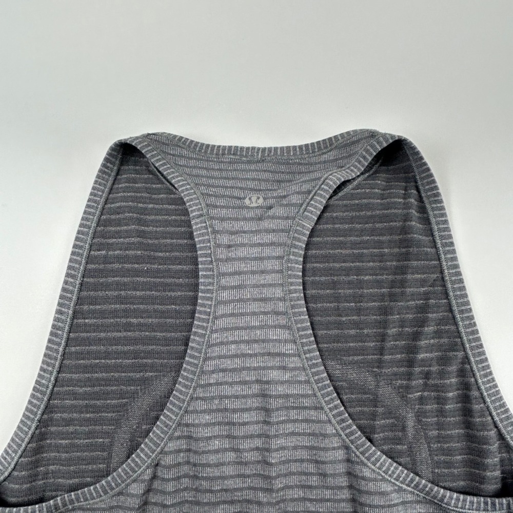 Lululemon WMNS 6 Swiftly Tech Racerback Tank Top 2.0 Grey Striped Athletic Gym - Picture 4 of 7